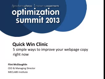 Quick Win Clinic  5 simple ways to improve your webpage copy  right now Flint McGlaughlin  CEO