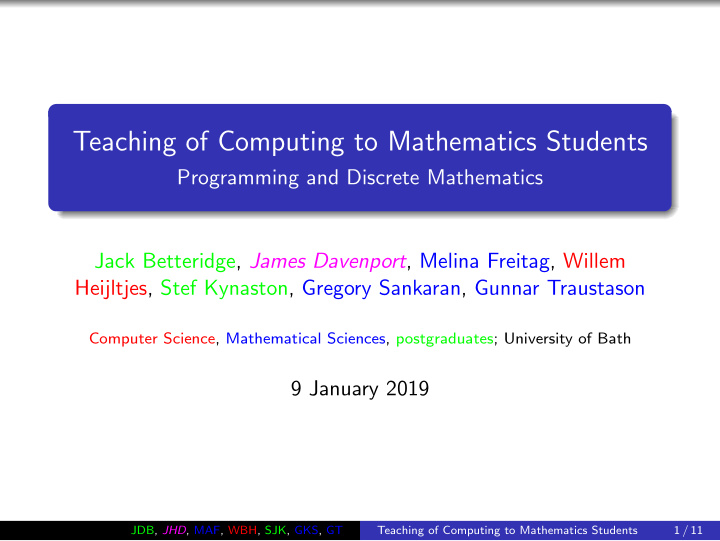 teaching of computing to mathematics students