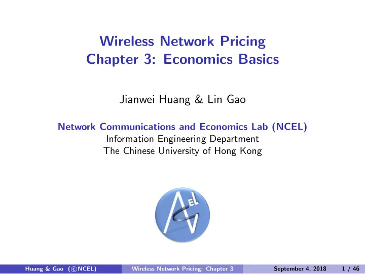 wireless network pricing chapter 3 economics basics
