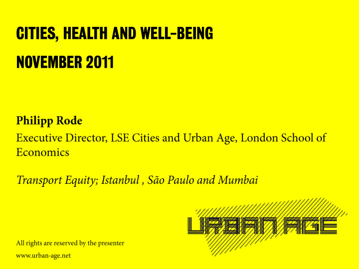 cities health and well being november 2011 transport