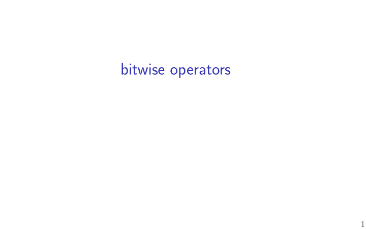 bitwise operators