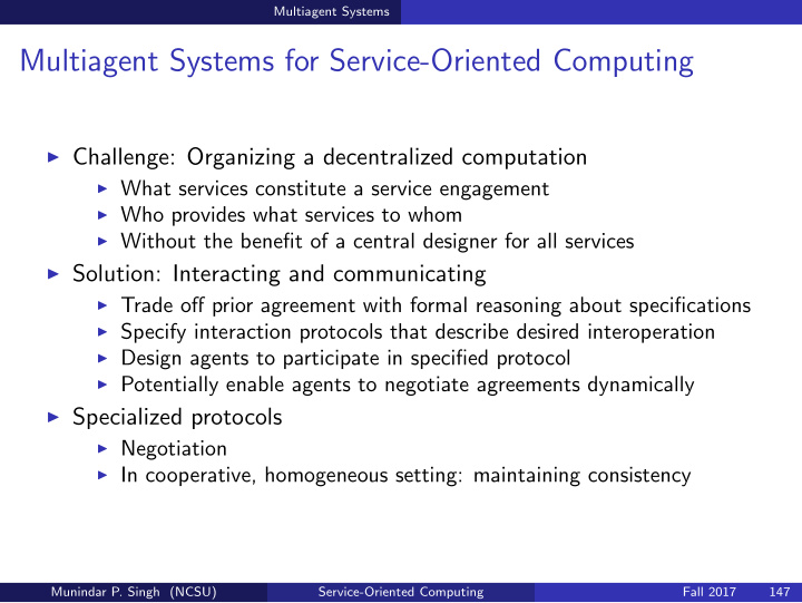 multiagent systems for service oriented computing
