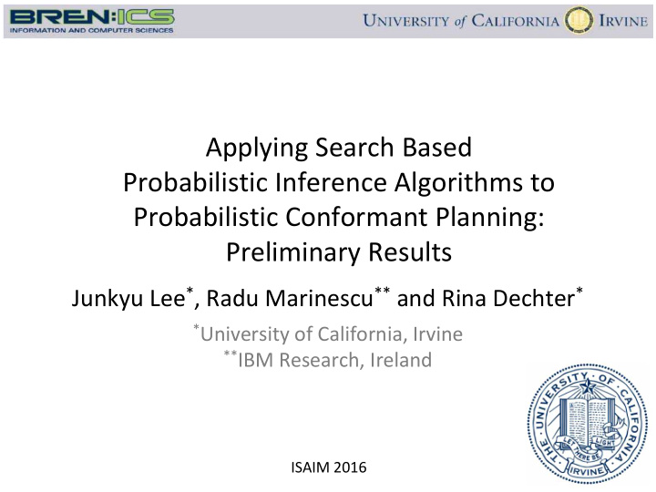 applying search based probabilistic inference algorithms