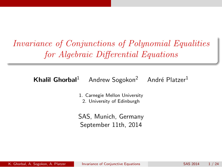 invariance of conjunctions of polynomial equalities for