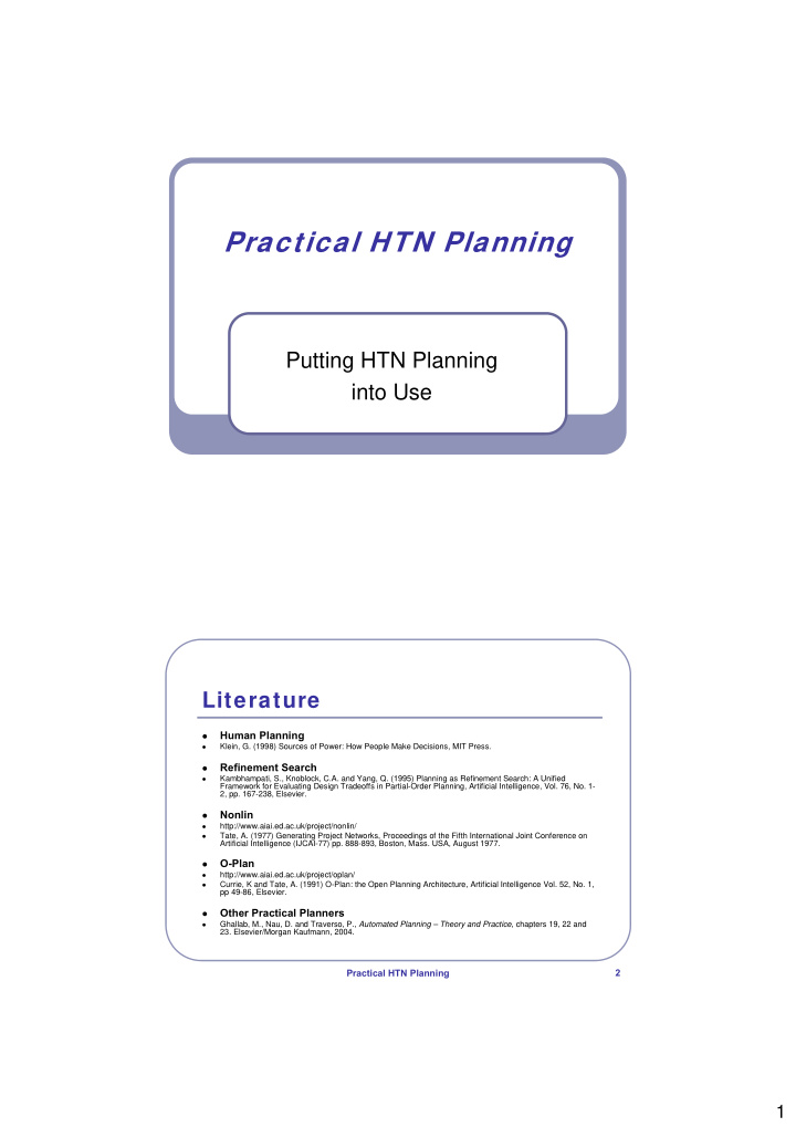 practical htn planning