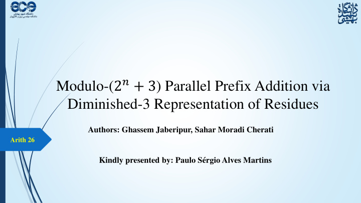 modulo 2 3 parallel prefix addition via