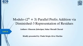 Modulo-( 2  + 3 ) Parallel Prefix Addition via  Diminished-3 Representation of Residues