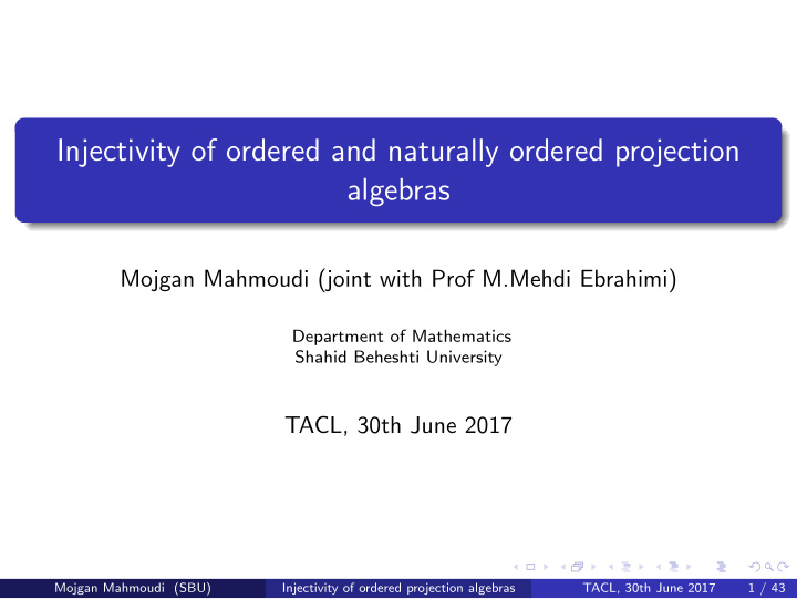 injectivity of ordered and naturally ordered projection