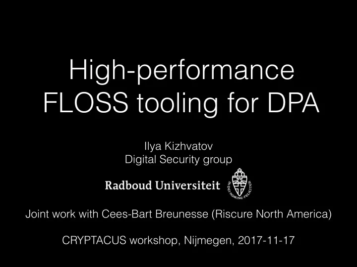 high performance floss tooling for dpa