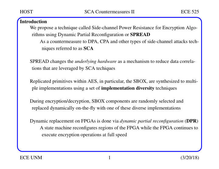 host sca countermeasures ii ece 525 introduction we