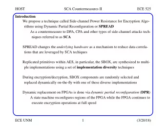 HOST  SCA Countermeasures II  ECE 525  Introduction  We propose a technique called Side-channel