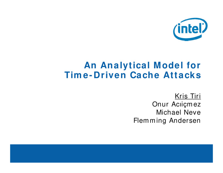 an analytical model for tim e driven cache attacks