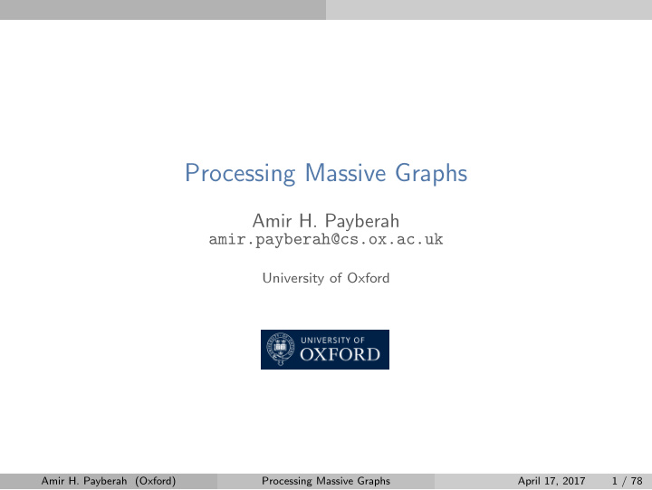 processing massive graphs
