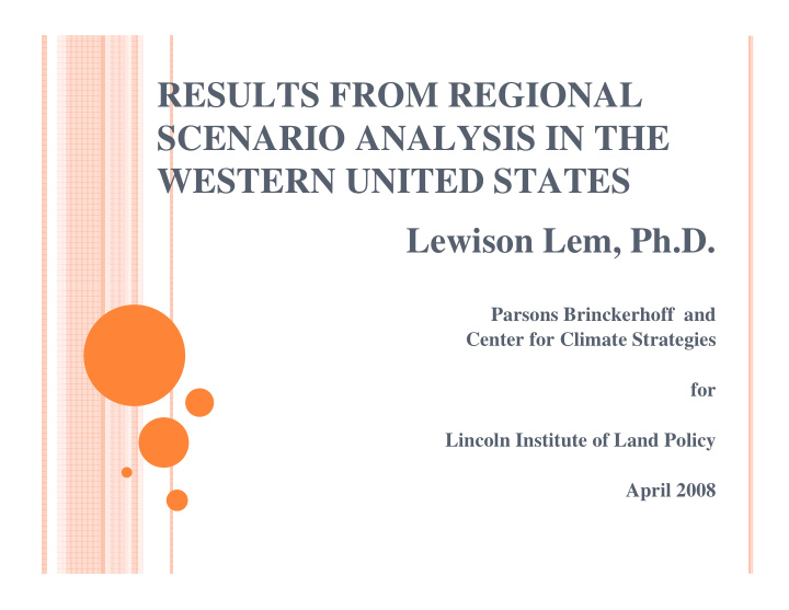 results from regional scenario analysis in the western
