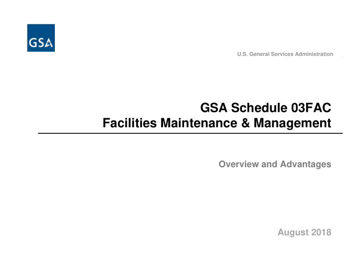 gsa schedule 03fac facilities maintenance management