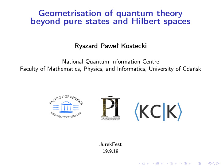 geometrisation of quantum theory beyond pure states and