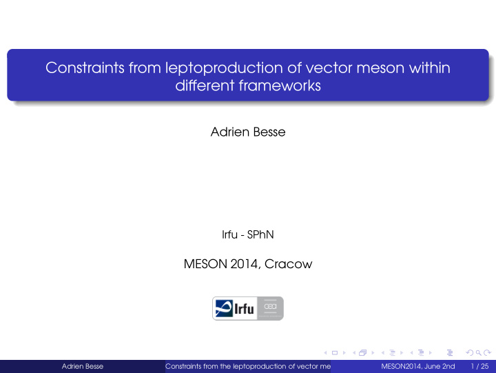 constraints from leptoproduction of vector meson within