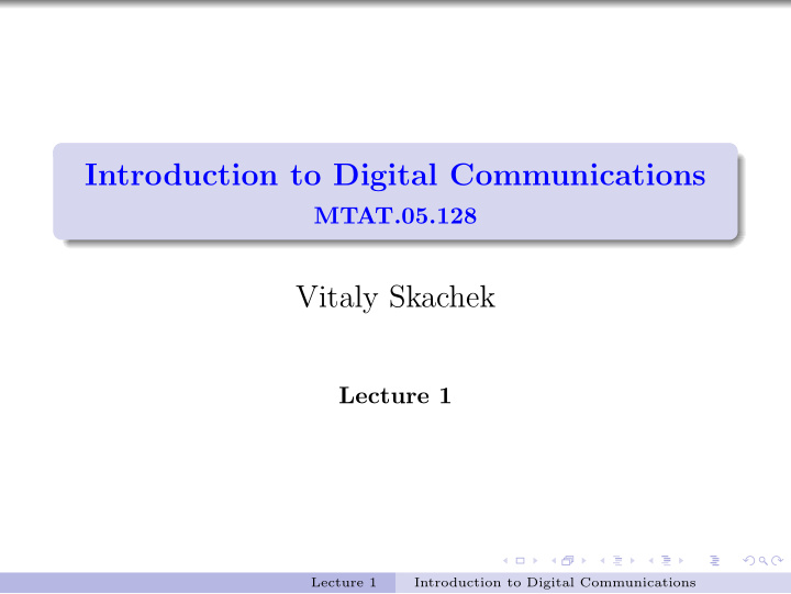 introduction to digital communications