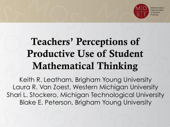 teachers perceptions of productive use of student