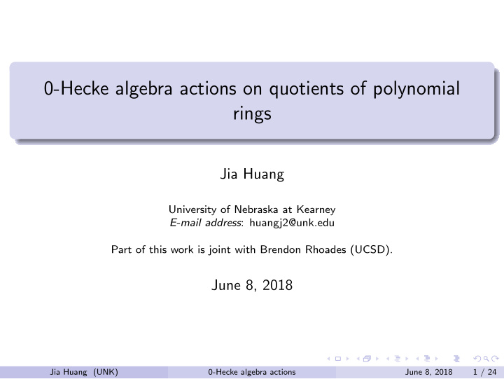 0 hecke algebra actions on quotients of polynomial rings