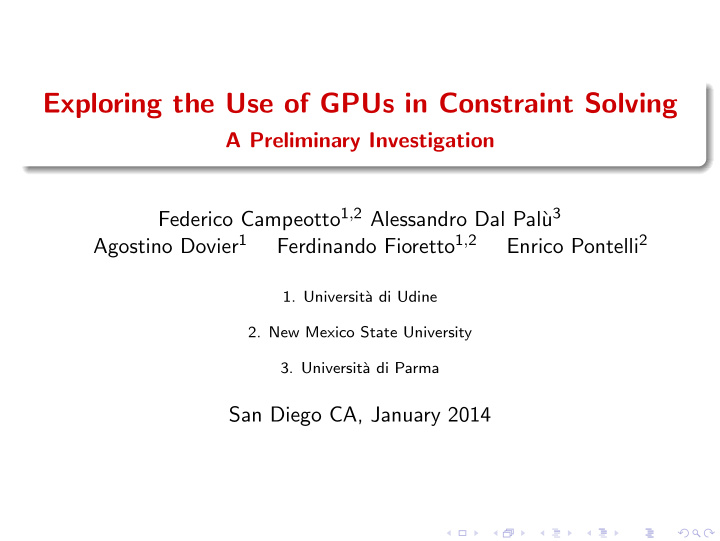 exploring the use of gpus in constraint solving