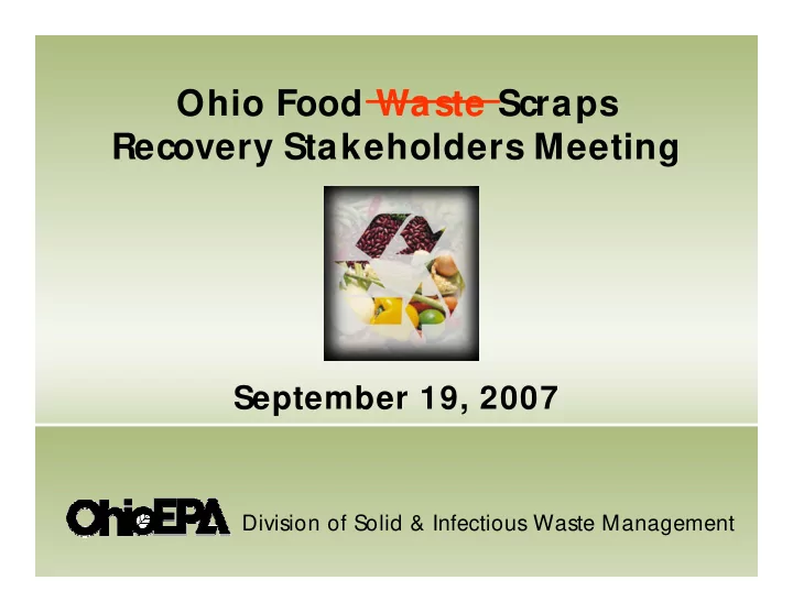 ohio food waste scraps recovery stakeholders meeting