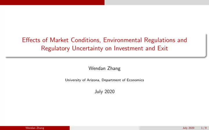 effects of market conditions environmental regulations