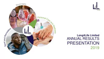 PRESENTATION  2019  AGENDA  Brian Joffe  Group CEO  Overview and year in review