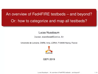 An overview of Fed4FIRE testbeds  and beyond?  Or: how to categorize and map all testbeds?