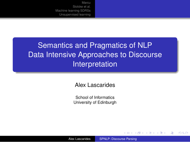 semantics and pragmatics of nlp data intensive approaches