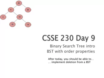 Binary Search Tree intro  BST with order properties  After today, you should be able to
