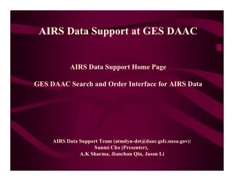 AIRS Data Support at GES DAAC  AIRS Data Support Home Page  GES DAAC Search and Order Interface for