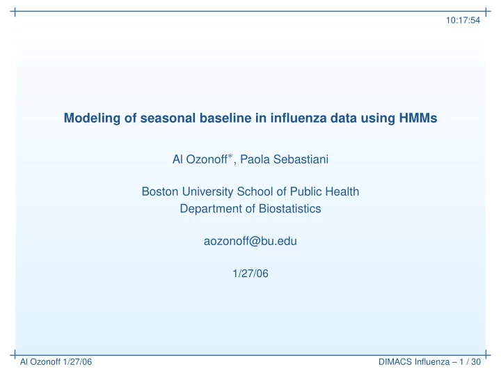 modeling of seasonal baseline in influenza data using hmms