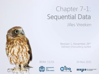 Chapter 7-1:  Se  Sequential Data  Data  Jilles Vreeken Revision 1, November 26 th  Definition of