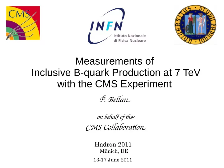 measurements of inclusive b quark production at 7 tev