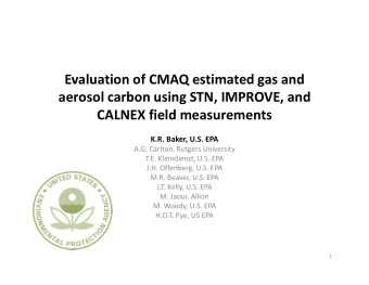 Evaluation of CMAQ estimated gas and  aerosol carbon using STN, IMPROVE, and  CALNEX field