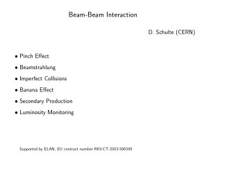 Beam-Beam Interaction  D. Schulte (CERN)  Pinch Effect  Beamstrahlung  Imperfect