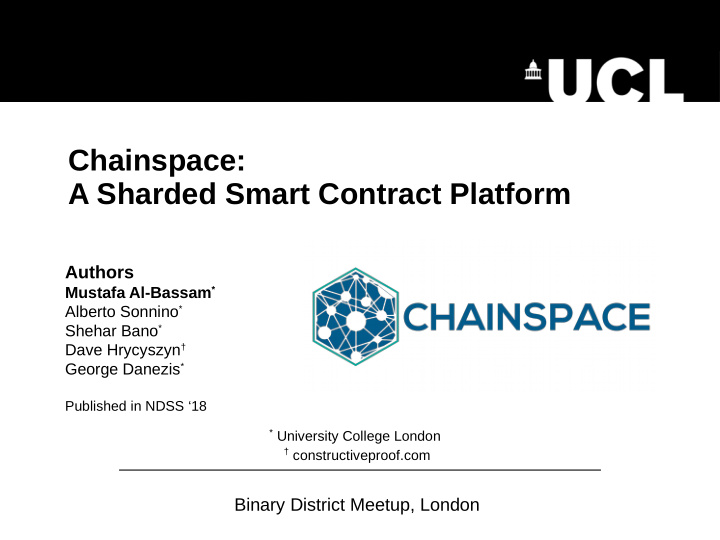 chainspace a sharded smart contract platform