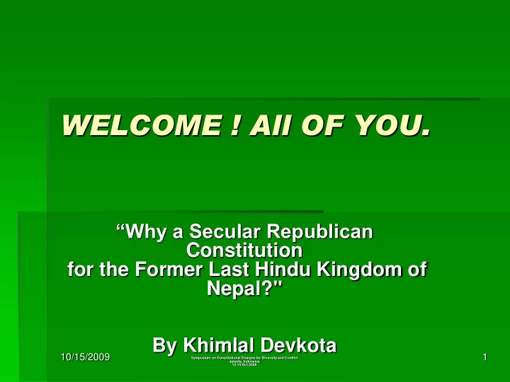welcome all of you