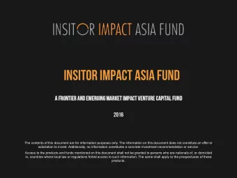 introduction  Private equity funding for early stage companies that serve basic human needs