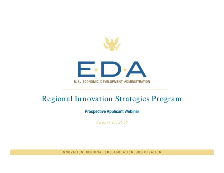 regional innovation strategies program