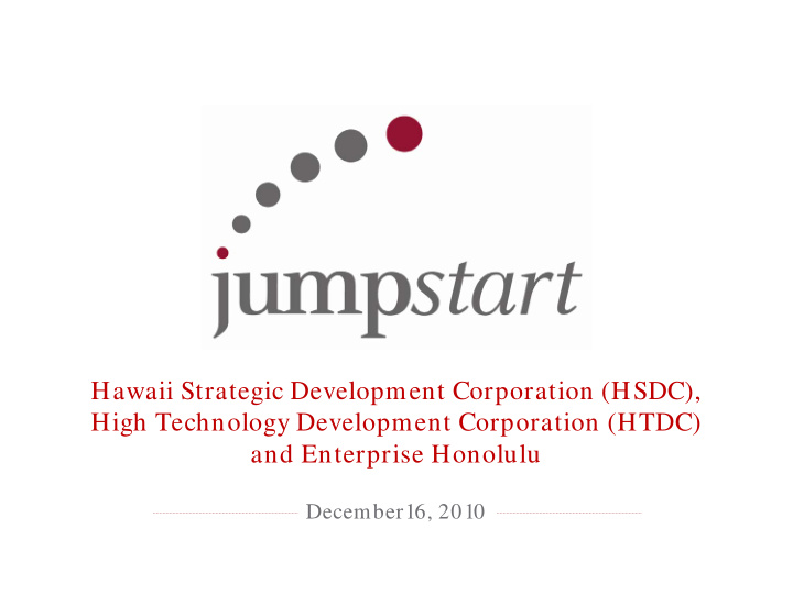 hawaii strategic development corporation hsdc high