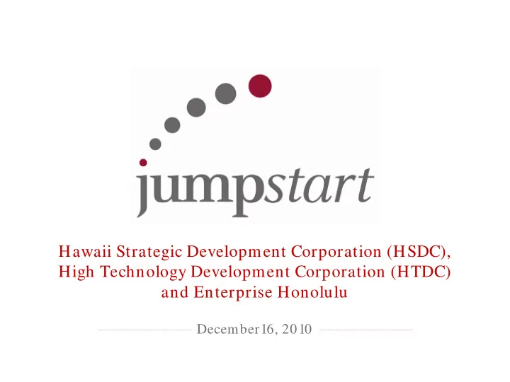 hawaii strategic development corporation hsdc high