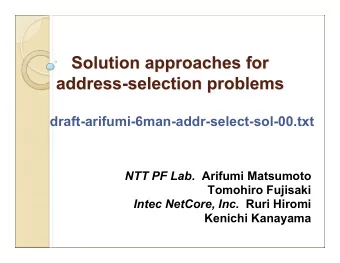 Solution approaches for  Solution approaches for  address-selection problems  address-selection