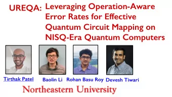 Leveraging Operation-Aware  UREQA:  Error Rates for Effective  Quantum Circuit Mapping on  NISQ-Era