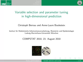 Variable selection and parameter tuning  in high-dimensional prediction  Christoph Bernau and