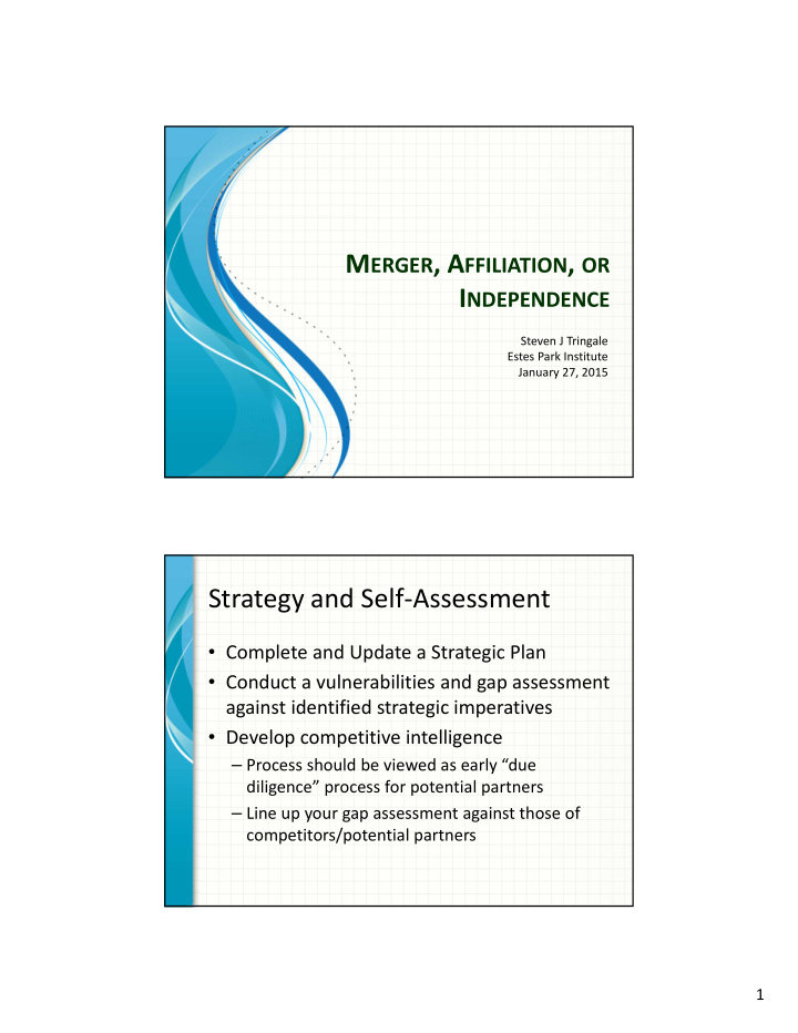 strategy and self assessment