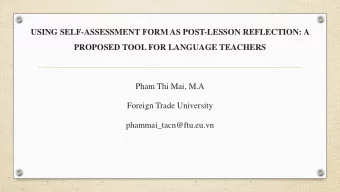 USING SELF-ASSESSMENT FORM AS POST-LESSON REFLECTION: A PROPOSED TOOL FOR LANGUAGE TEACHERS Pham
