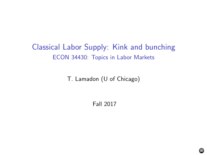 classical labor supply kink and bunching