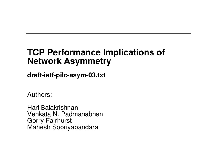tcp performance implications of network asymmetry
